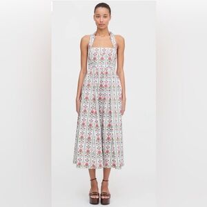 *NWT* Hill House Home The Fleur Midi Dress - Green Floral Block Stripe - Large